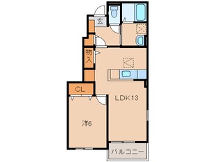 六十谷駅 徒歩7分 1階の物件間取画像